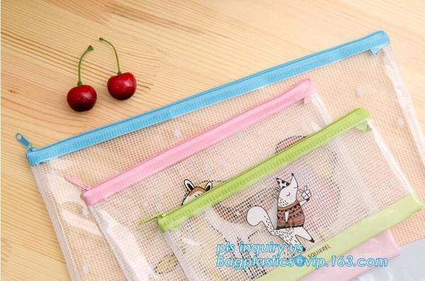 Customize Mesh PVC Pencil Bag A4 Travel Passport Pouch, Plastic k document file bag