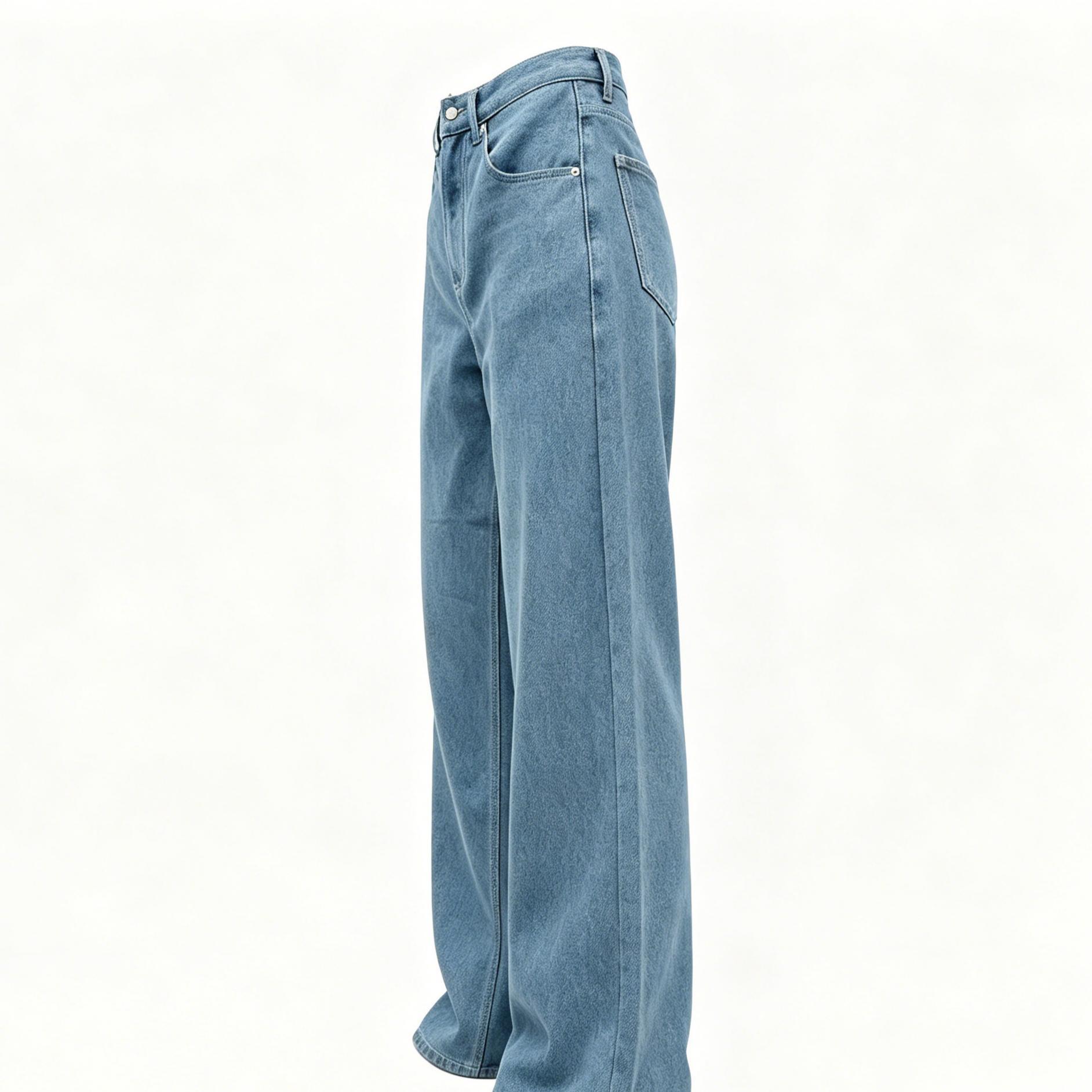 Vintage Wash Classic Wide Leg Jeans 5 Pocket Light Wash Loose Jeans Straight