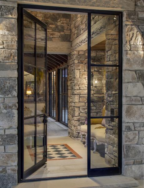 Cambodia Power Coating  Thick Frosted Tempered Glass Minimalist Safe Interior Entrance Wrought Iron Door for House