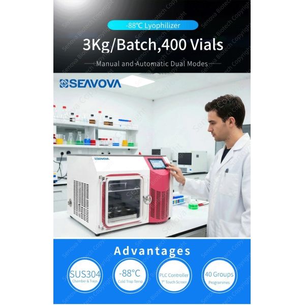 SS304 Laboratory Lyophilizer -88C 3Kg Pilot Freeze Dryer NovaDryer-BD101