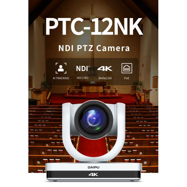 PTC-12NK NDI HX2 PoE HD-MI 3G-SDI 4K30 UHD IP Broadcasting Auto Tracking Video Conference PTZ Camera