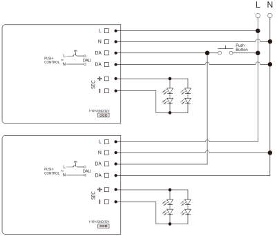 25W CC 350mA to 700mA PUSH and DALI2 compact led driver with 5 years warranty