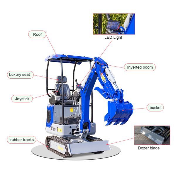 HT-12P 1.2ton Mini Excavator with Kubota Z482 Engine and Full Hydraulic Control