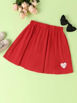 Meninas Red Short Skirts And Dresses With Love Heart Pattern em Poliéster Spandex