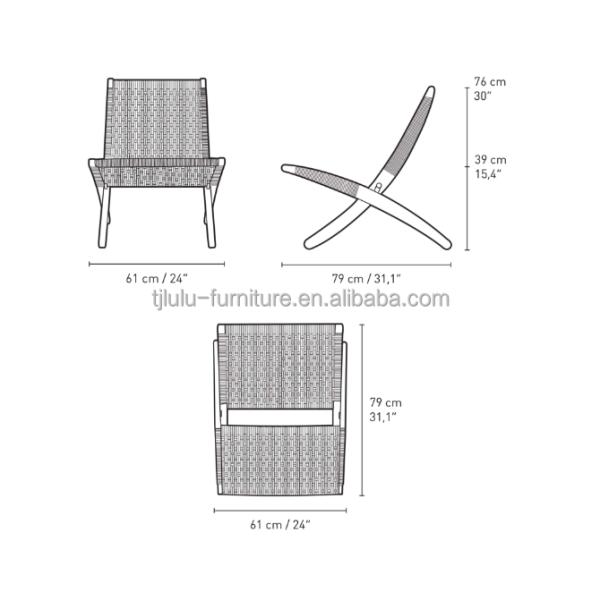 Dining Chair Nordic Lounge Solid Wood Chair Design Classical Woven Rope Non-Foldable