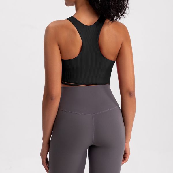 Ribbed Twist Front Sports Bra for Women in Hot Pink High Support Seamless Yoga Crop Top for Workout Running Fitness