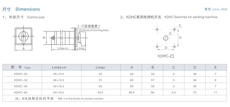 KDHC Series 40A Rotary Cam Switch 6 Pole 10 Position Changeover Switch for Welding Machine Product Category Rotary Switches