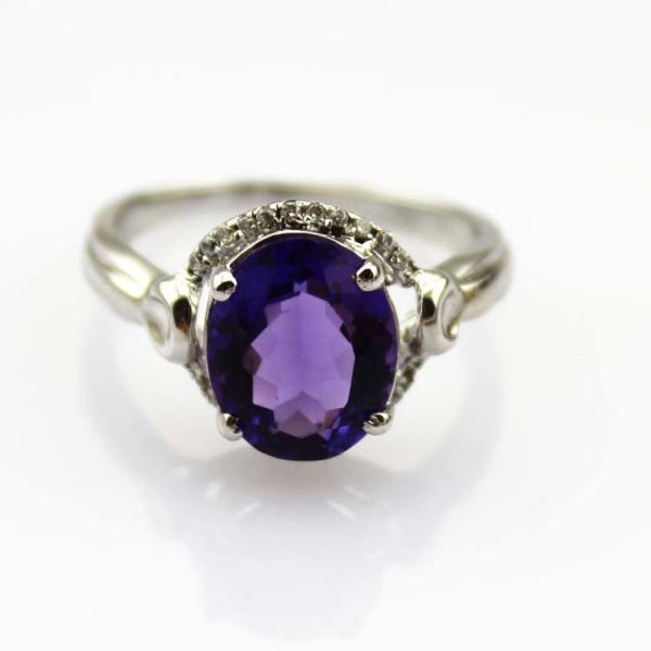 White Gold Plated 925 Silver Pink Cubic Zirconia Gemstone Women Ring (R263)