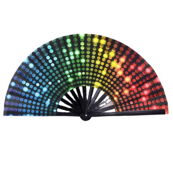 Large Bamboo Folding Hand Fan Custom Print Rave Festival Handheld Fan for Promotional Gifts
