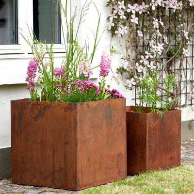Potes de flores de metal grande caixa de plantação de aço corten jardim ornamentação de metal