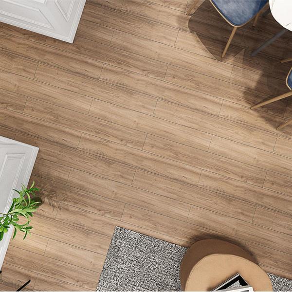 Imitate Solid Wooden Texture Straight Edges Full Body Porcelain Tiles Wear Resistant