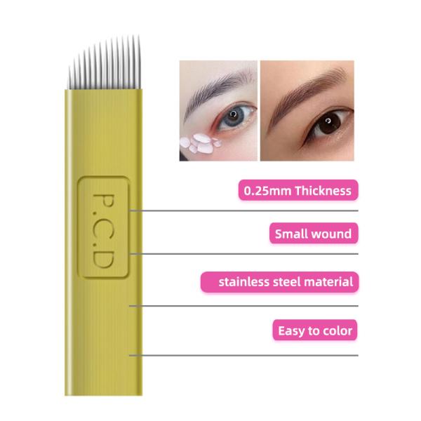 Устранимые 0,25 лезвия Microblading PCD 12P 14P 18U прикалывают постоянные иглы макияжа
