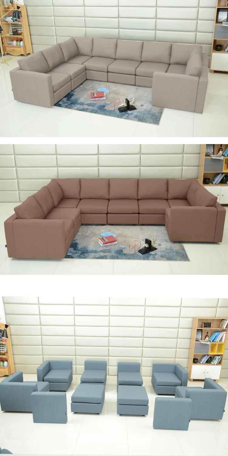 Reinforced Microfiber Corner U Shaped Sectional Modular Couches Furniture