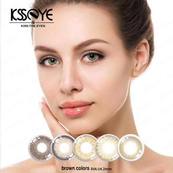 De trois Tone Opaque Colored Contacts Sandy Brown de lentille prescription non