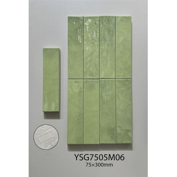Antibacterial Green 75x300mm Glossy Inside Ceramic Wall Tiles For Dining Room and Office
