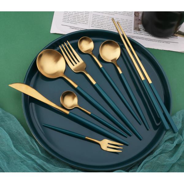 Stainless Steel Cutlery Flatware Set with Peacock Blue Color New Arrival NC099