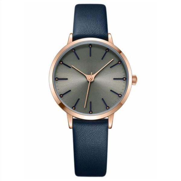 Leather Strap Women Quartz Wrist Watch 14mm Luxury Alloy Microfiber Surface