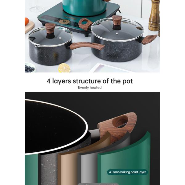 Hot Selling 20cm 24cm Korean Cookware Kitchen Non Stick Cooking Pot Aluminum Soup Stock Pot With Glass Lid