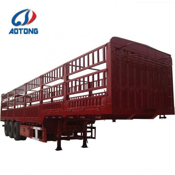 Carga útil máxima 50000KG 3 eixos Bar Bar Fence Cargo Semi-reboque para transporte de gado
