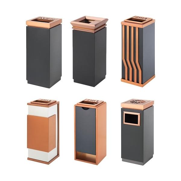 Royal Ground Ash Bucket Square Embossed Storage Bucket Hotel Stainless Steel Waste Bin Stainless Steel Hotel Trash Can