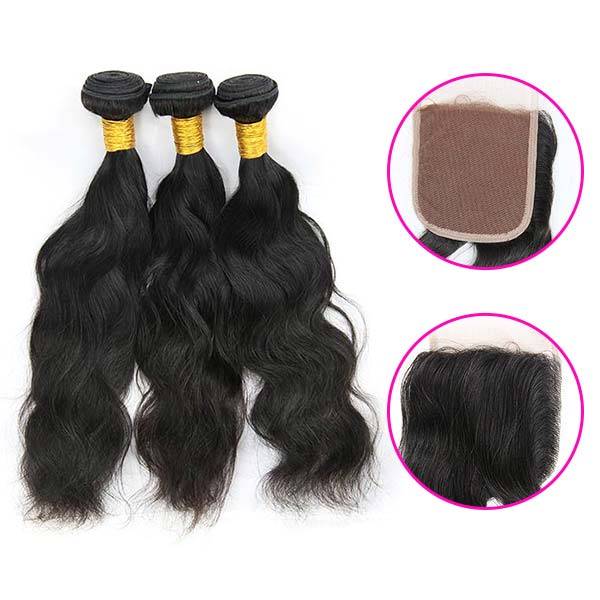20 Inch Malaysian Curly Hair Bundles With Closure Natural Wave CE Certification