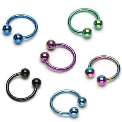 Anodized Titanium Nose Jewelry 18k Gold Round Barbell Ball