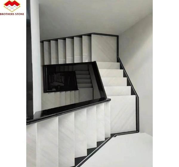 Indoor Villa Modern Natural Stone Stairs Design for Polished Straight Steps
