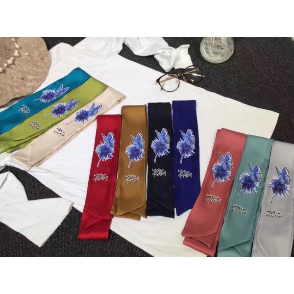 2017 little neck Imitated Silk satin fabric fashion office ladies uniform tie print ribbon scarf 6*120cm 10g