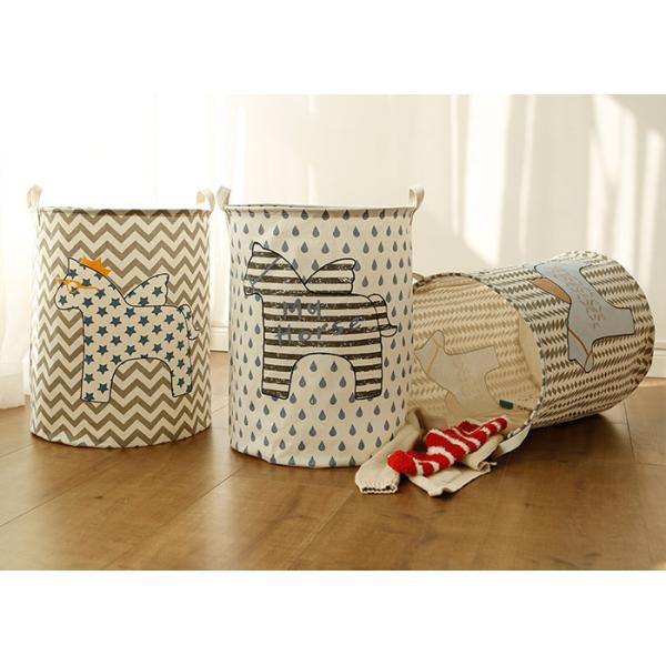 Foldable washing laundry clothes basket toy storage bag large box customized blue wooden horse star