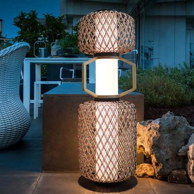 Decorative Rattan Standing Lamp 3500K CCT For Hotel Residential