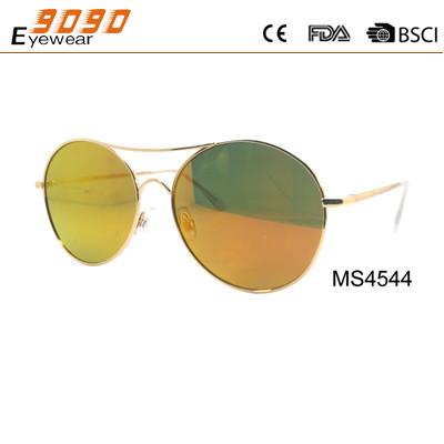 Round metal   fashion  sunglasses with mirror lens ,suitable for men and women