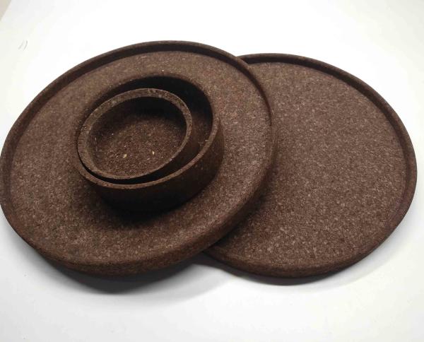 Dia. 6-16 Round Carbonized Cork Trays Dark Eco Friendly Heat Resistance