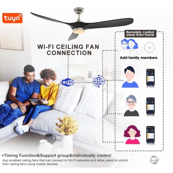 Moderno Design 1stshine Ventilador de teto Luz com baixo ruído Motor DC e ajuste de tempo