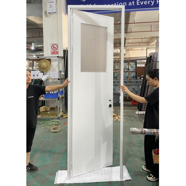 French-Inspired Aluminum Alloy Bathroom Door with 6063-T5 Frame and 8mm Tempered Glass – Moisture Resistant White Swing Door