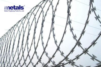 Galvanized High Security Fencing Barbed Tape Concertina In Military Prison Industrial Settings