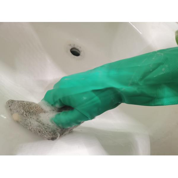 Solvent Resistance 13 Mil Green Nitrile Glove Chemical Protection Flocked Lining