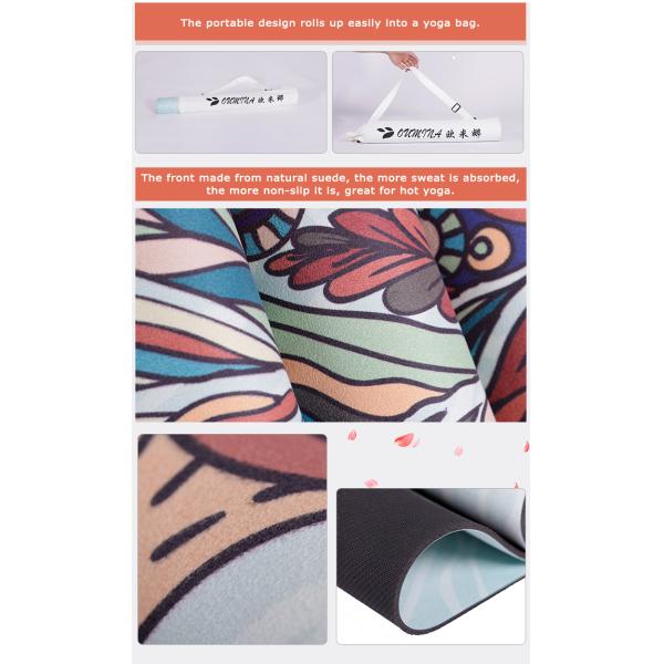 разминка фитнеса циновок йоги 2mm 183cm изготовленная на заказ напечатанная оборудует замшу