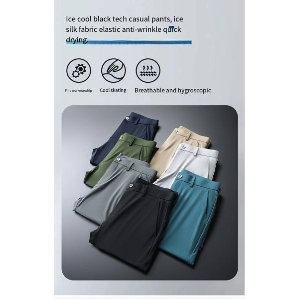Ice Silk Comfort Straight Fit Dress Pants Trousers for Men SOURCE Category Spot Goods