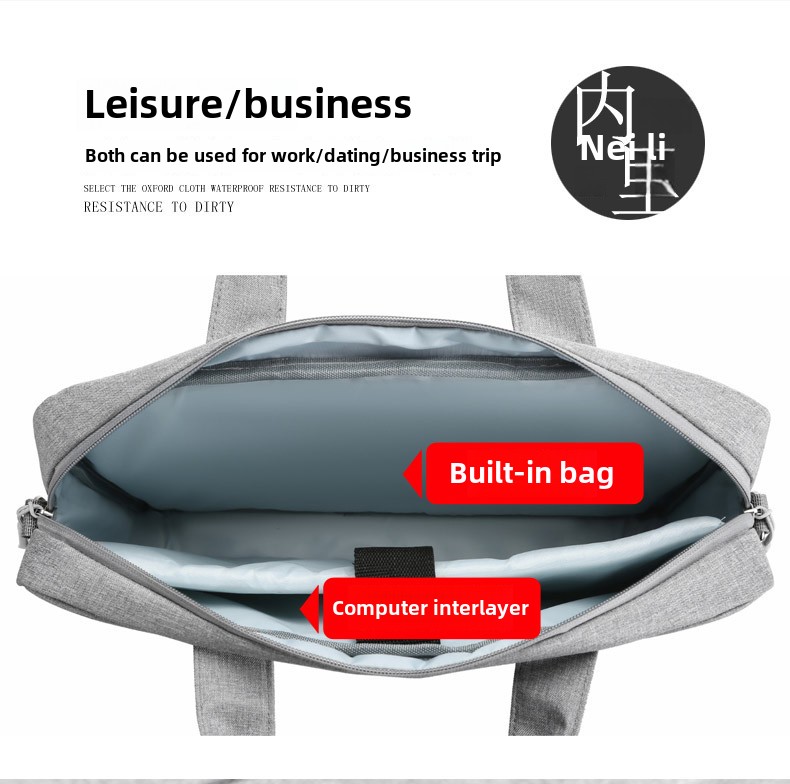 Custom Logo 14inch Handheld Laptop Bag for Men New Leather Film 16inch Large Capacity Crossbody Shoulder Bag Oxford PU Material Wholesale OEM/ODM/Private Label