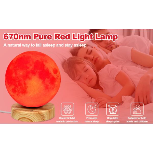 24W Sleep Aid Lamp 670nm Red LED Night Light Adjustable Brightness