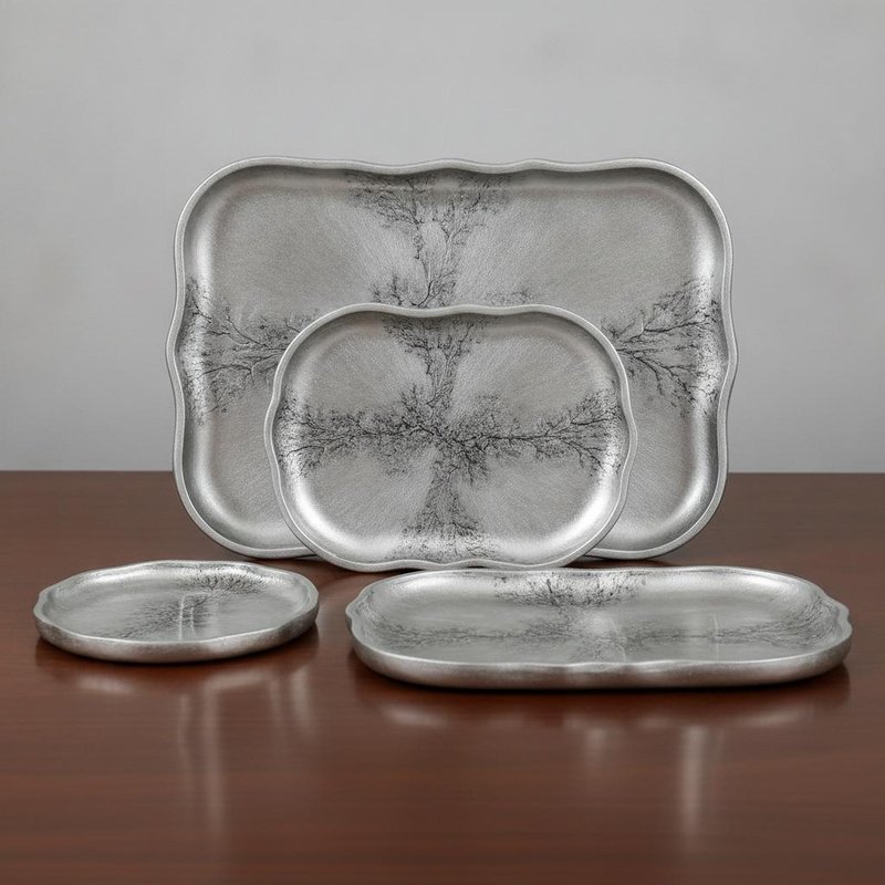 Silver Mirror Resin Tray with MDF Material and Customizable Color Options