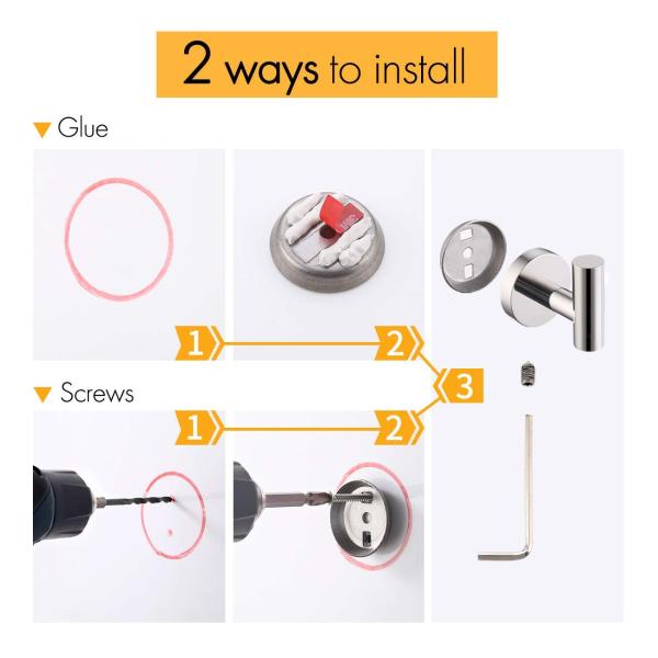 Polished Bathroom Hardware Accessories Single Robe Hook