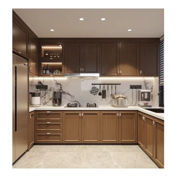 Elegance Smooth Melamine Kitchen Cabinet Waterproof Kitchen Cupboards ODM