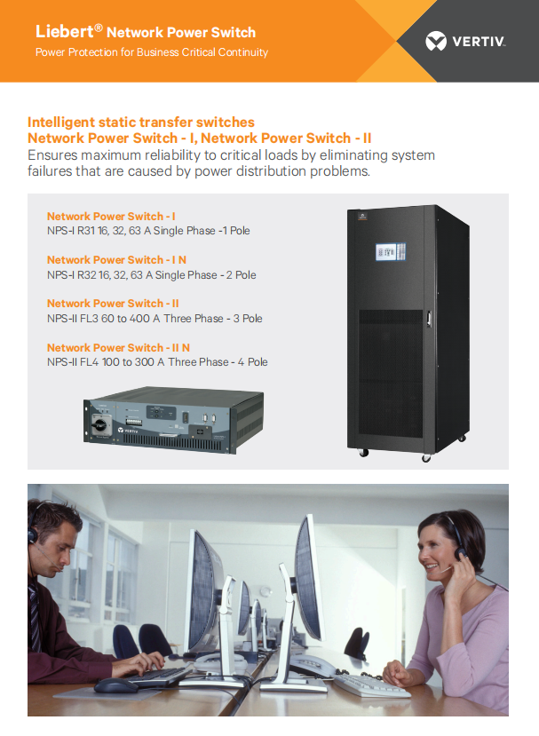 Vertiv Liebert NPS-I R32 Static Transfer Switch with 16A Max Current 240V Max Voltage and IP20 Protection