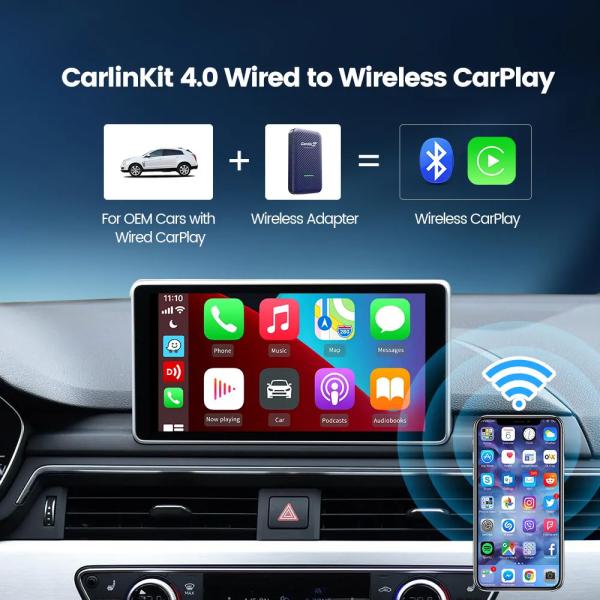 Portable wired to wireless Adapter carplay apple & android auto  Smart Dongle Adapter CP2A Multimedia Box
