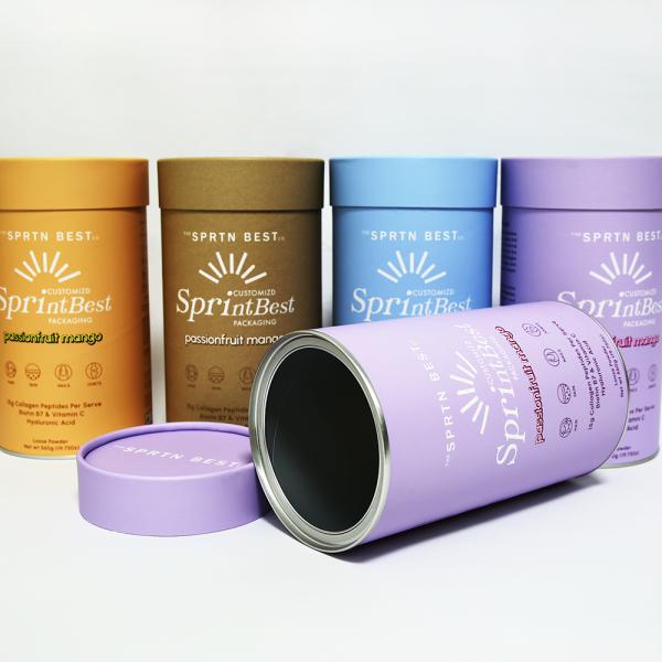 Biodegradable food grade aluminum foil cardboard protein powder tube jar for food packaging