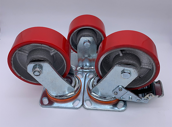 Полиуретан 8 дюймов красный на стальном рицинусе колеса