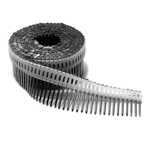 Plastic Coil Nails Bright Finish 2 Inch Galvanized Nails , Round Head Ring Shank Nails For Nail Gun