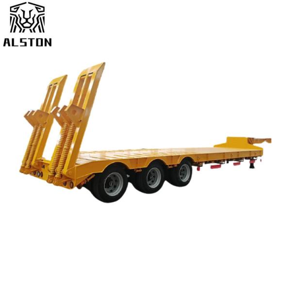 3 Axle Lowbed Semi Trailer , 60 Ton 80 Ton Lowboy Trailer