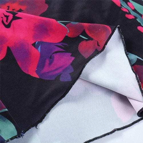 OEM maufactory European and American  polyrster sleeveless short skirt sexy V -neck rose printed ruffled camisole dress